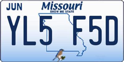 MO license plate YL5F5D
