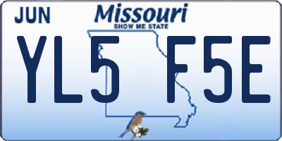 MO license plate YL5F5E