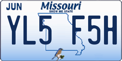 MO license plate YL5F5H