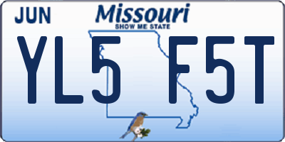 MO license plate YL5F5T