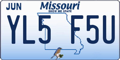 MO license plate YL5F5U