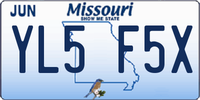 MO license plate YL5F5X