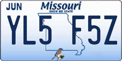 MO license plate YL5F5Z