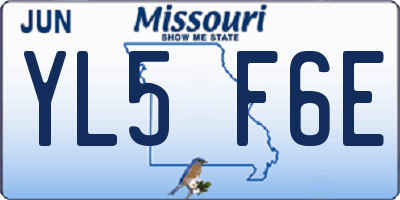 MO license plate YL5F6E