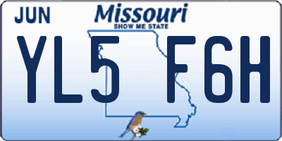 MO license plate YL5F6H