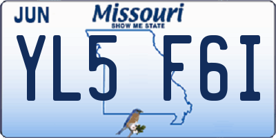 MO license plate YL5F6I