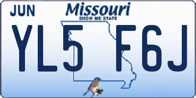 MO license plate YL5F6J