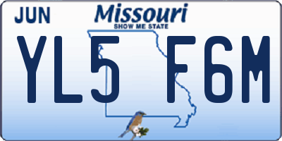 MO license plate YL5F6M