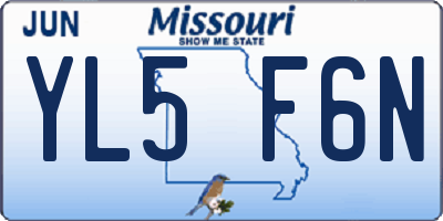 MO license plate YL5F6N
