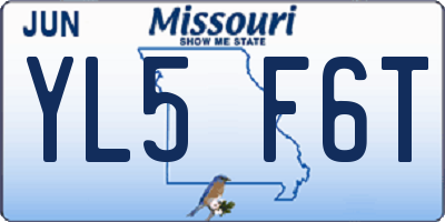 MO license plate YL5F6T