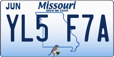 MO license plate YL5F7A