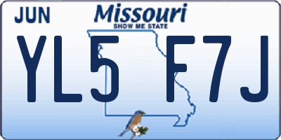 MO license plate YL5F7J