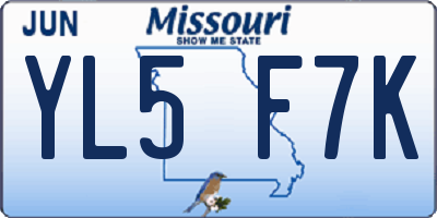 MO license plate YL5F7K