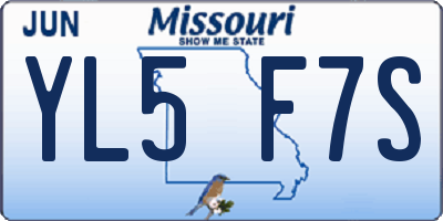 MO license plate YL5F7S