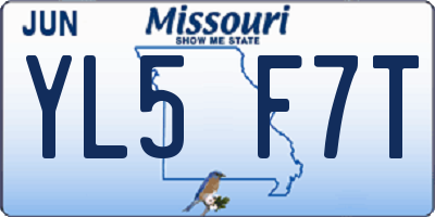 MO license plate YL5F7T