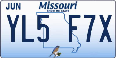 MO license plate YL5F7X