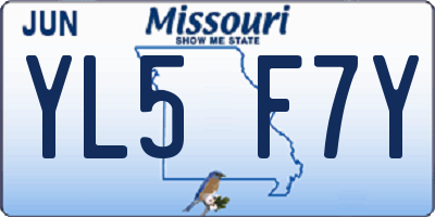 MO license plate YL5F7Y