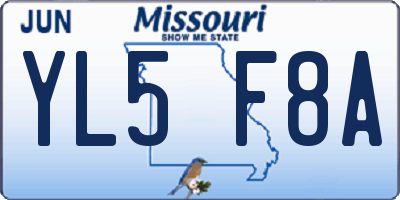 MO license plate YL5F8A