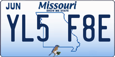 MO license plate YL5F8E