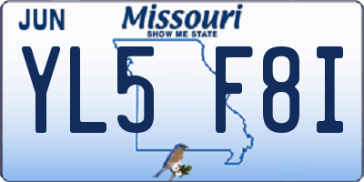 MO license plate YL5F8I