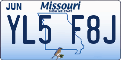 MO license plate YL5F8J