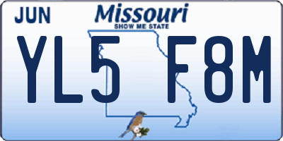 MO license plate YL5F8M