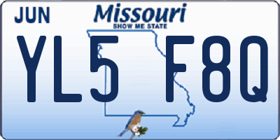 MO license plate YL5F8Q