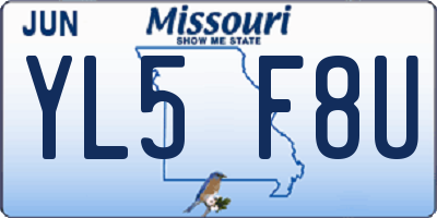 MO license plate YL5F8U