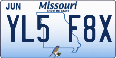 MO license plate YL5F8X