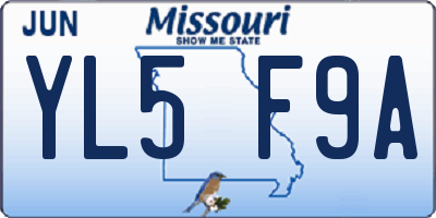 MO license plate YL5F9A