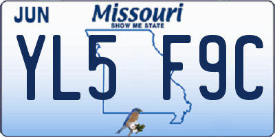 MO license plate YL5F9C