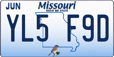 MO license plate YL5F9D