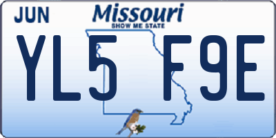 MO license plate YL5F9E
