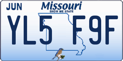 MO license plate YL5F9F