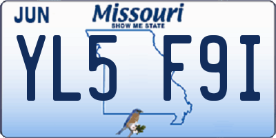 MO license plate YL5F9I