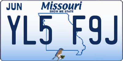 MO license plate YL5F9J