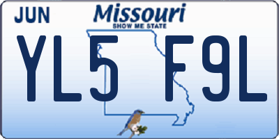 MO license plate YL5F9L