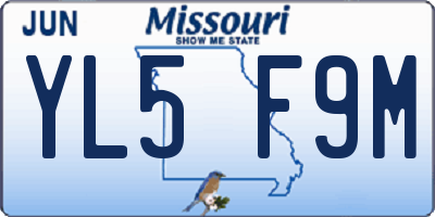 MO license plate YL5F9M