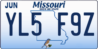 MO license plate YL5F9Z