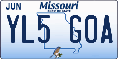 MO license plate YL5G0A