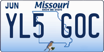 MO license plate YL5G0C