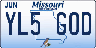 MO license plate YL5G0D