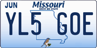 MO license plate YL5G0E
