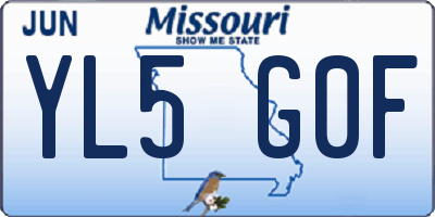 MO license plate YL5G0F