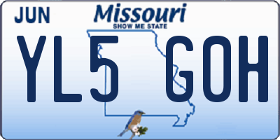 MO license plate YL5G0H