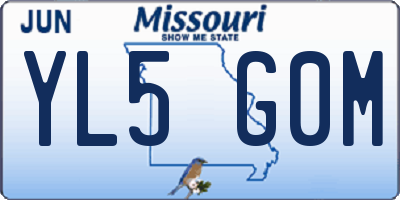 MO license plate YL5G0M