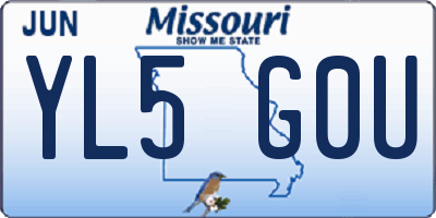 MO license plate YL5G0U