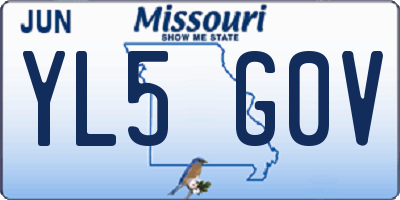 MO license plate YL5G0V
