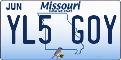 MO license plate YL5G0Y