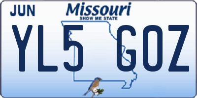 MO license plate YL5G0Z